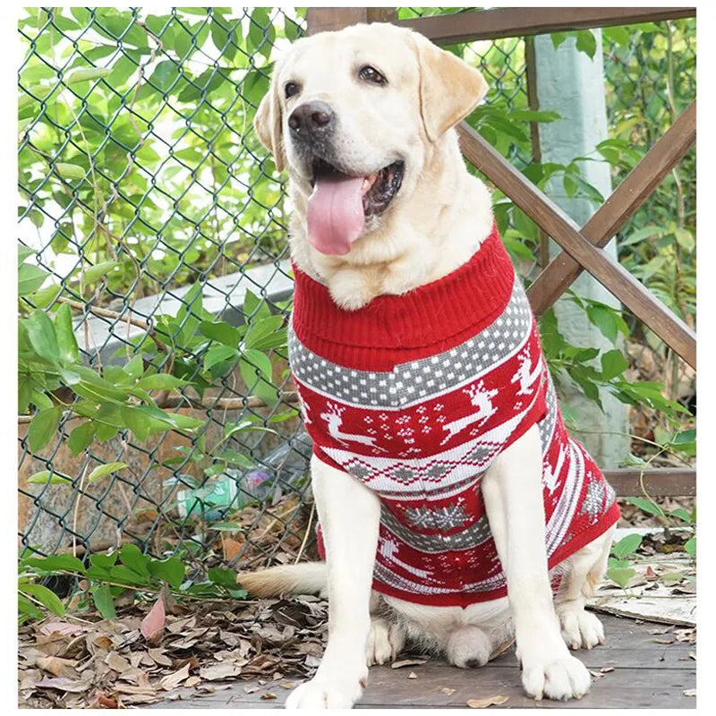 Christmas Themed Puppy Pullover Jumper with Stretch Collar and Warm Knit Fabric