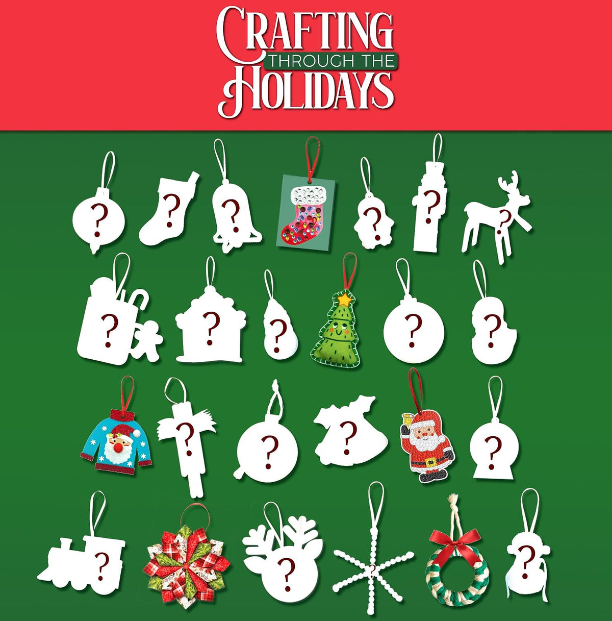 Twenty Five Day Christmas Craft Kit with Diamond Art, Paint by Number and Hangable Ornament Projects