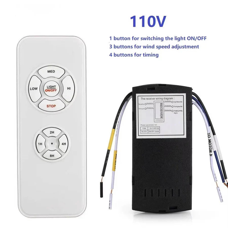 Wireless Fan Speed and Light Controller with Wall Mount Holder, Fits Most Brands