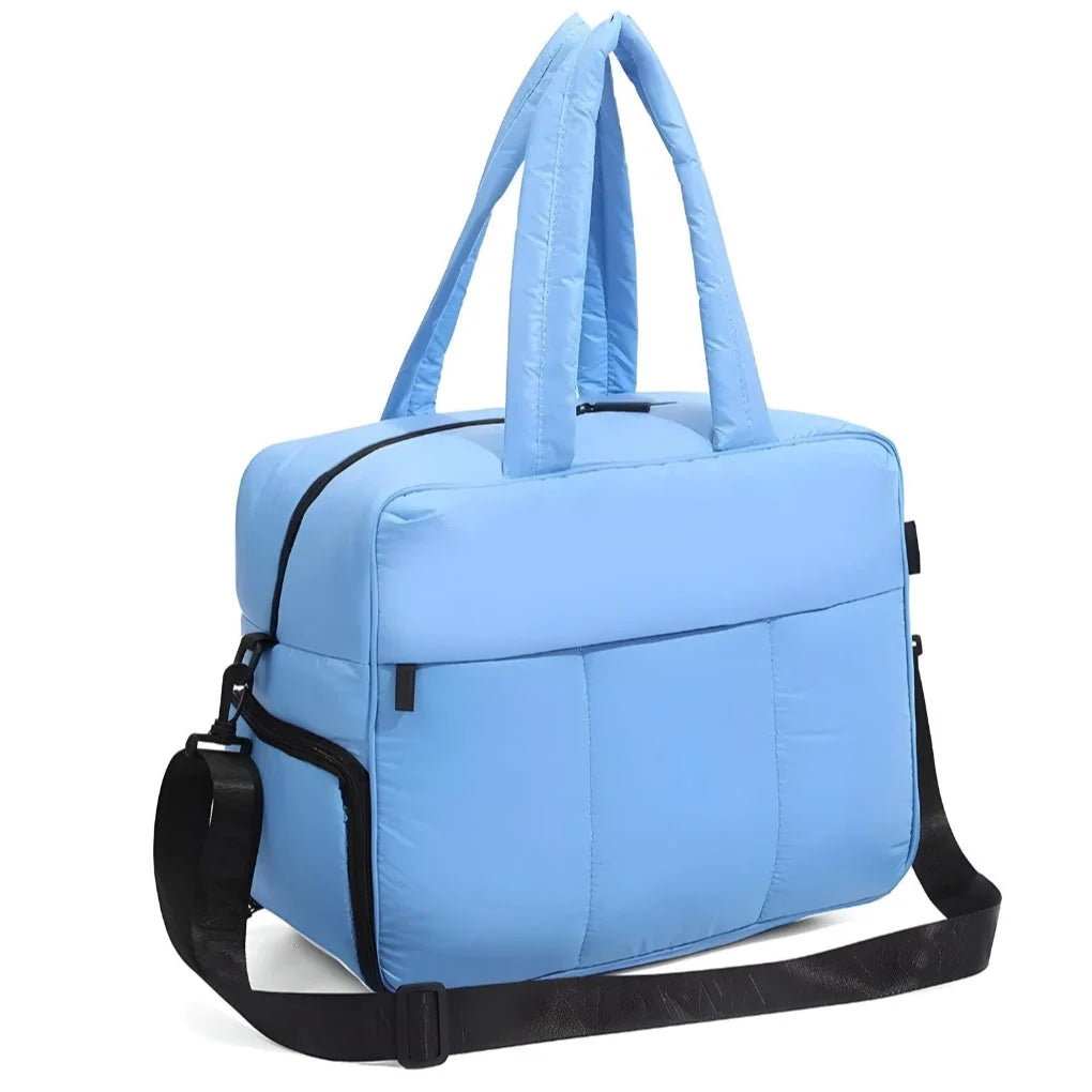 Padded Quilted Weekender Bag with Two Carry Straps and Zip Closure