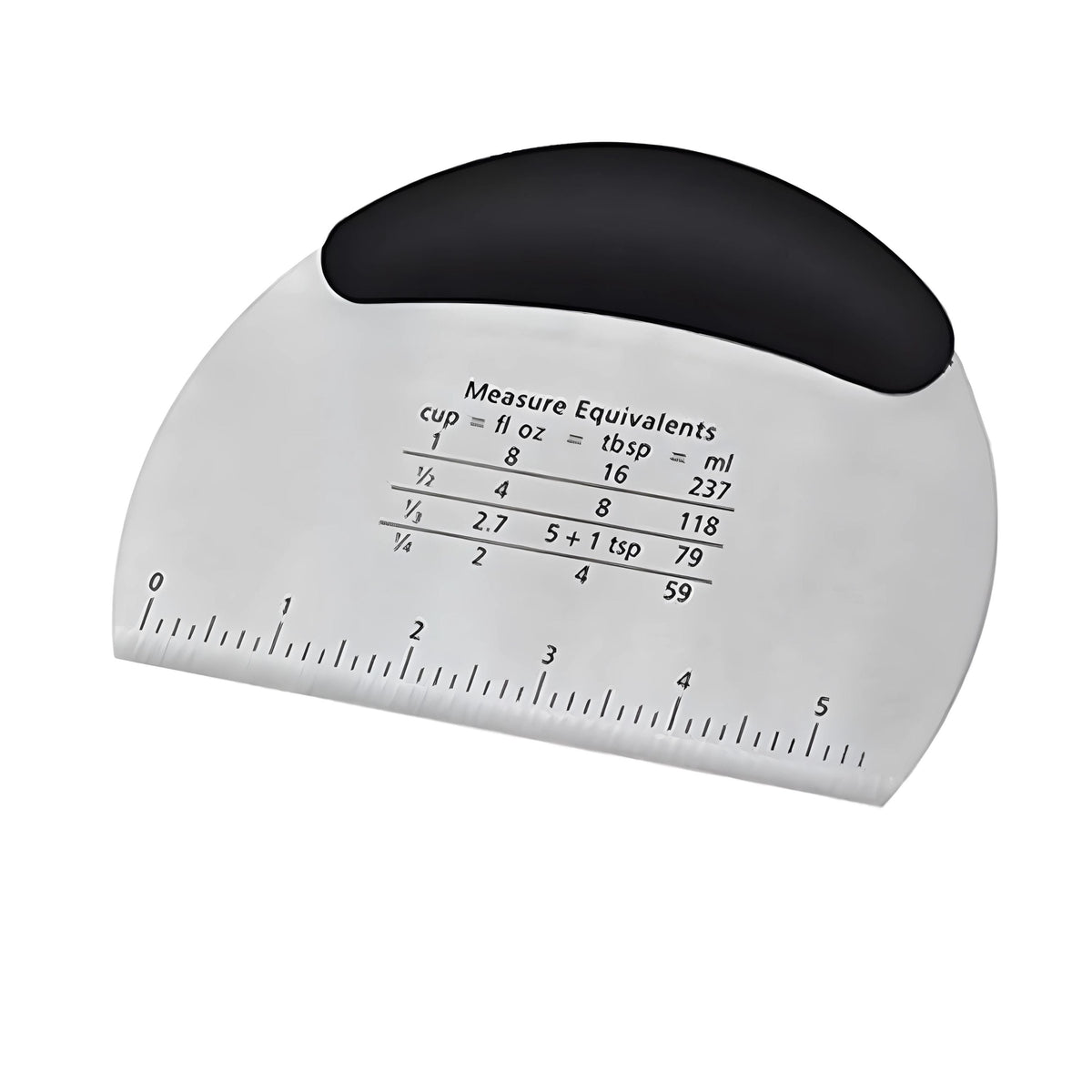 Stainless Steel Dough Scraper with Etched Measurement Markings and Textured Grip