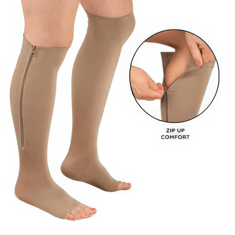 Easy Wear Zipper Compression Socks, 20-30 mmHg Firm Support