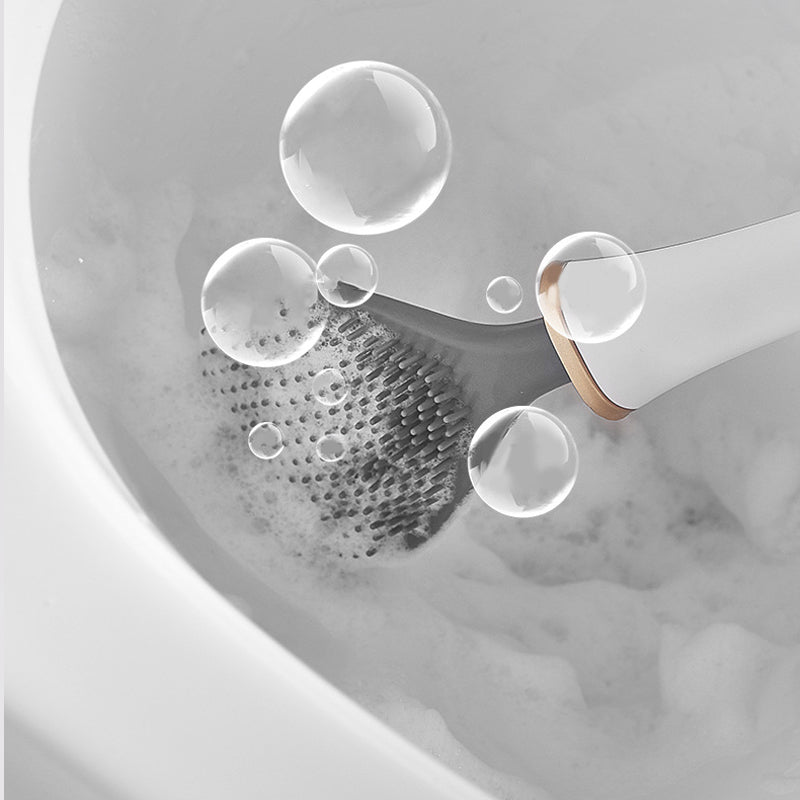 Wall Mount Silicone Toilet Brush with Lever Cap and Flexible Head