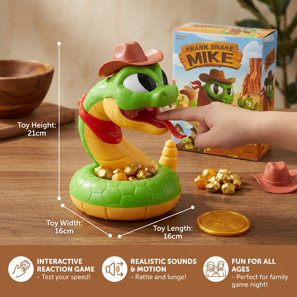 Interactive Rattlesnake Reaction Game with Surprise Movements for Kids and Family Play