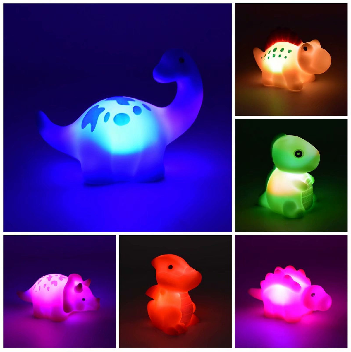 Light Up Color Changing Dinosaur Bath Toy with Soft LED Glow