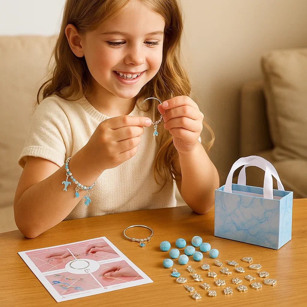 DIY Beaded Jewelry Making Kit with Strings and Clasps for Kids