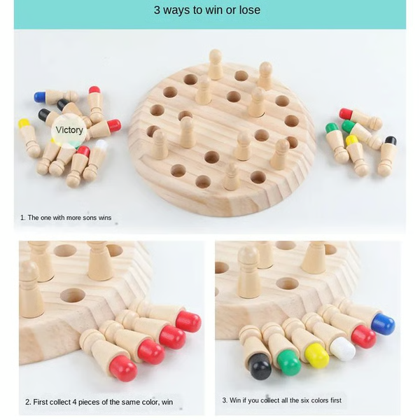 Wooden Peg Memory Match Dice Game for Kids and Adults