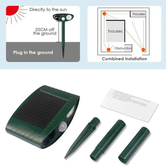 Solar-Powered Rabbit Repeller – Ultrasonic Humane Pest Deterrent