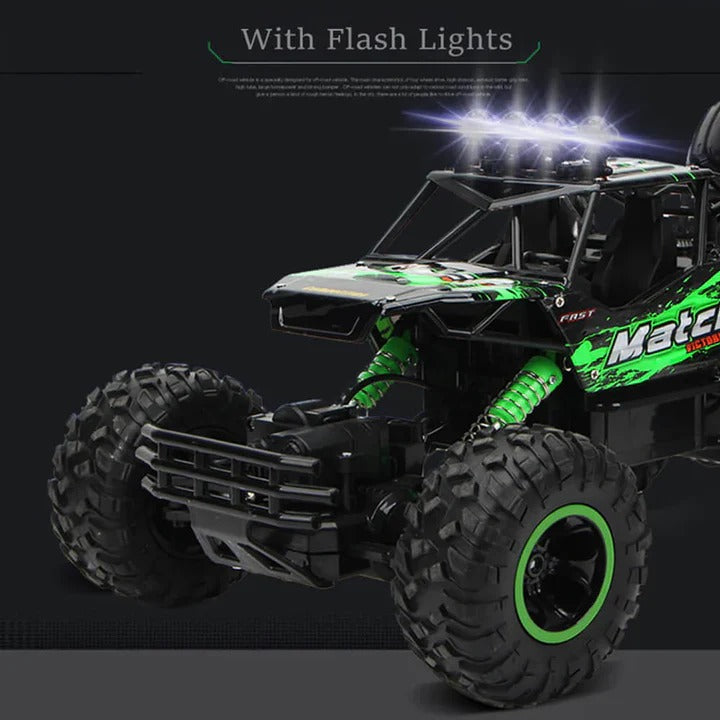 Rechargeable 4WD Remote Control Monster Truck with Big Tires and Two Battery Packs for Kids
