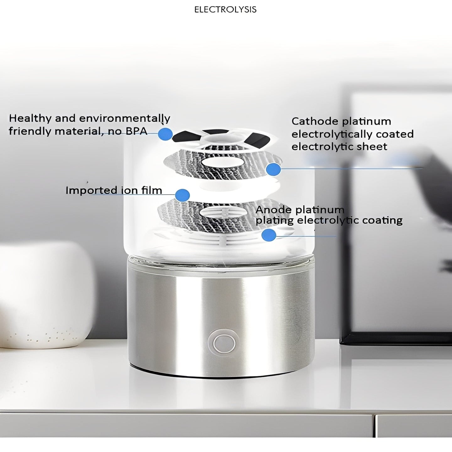 Portable Hydrogen Water Bottle with USB Rechargeable Base