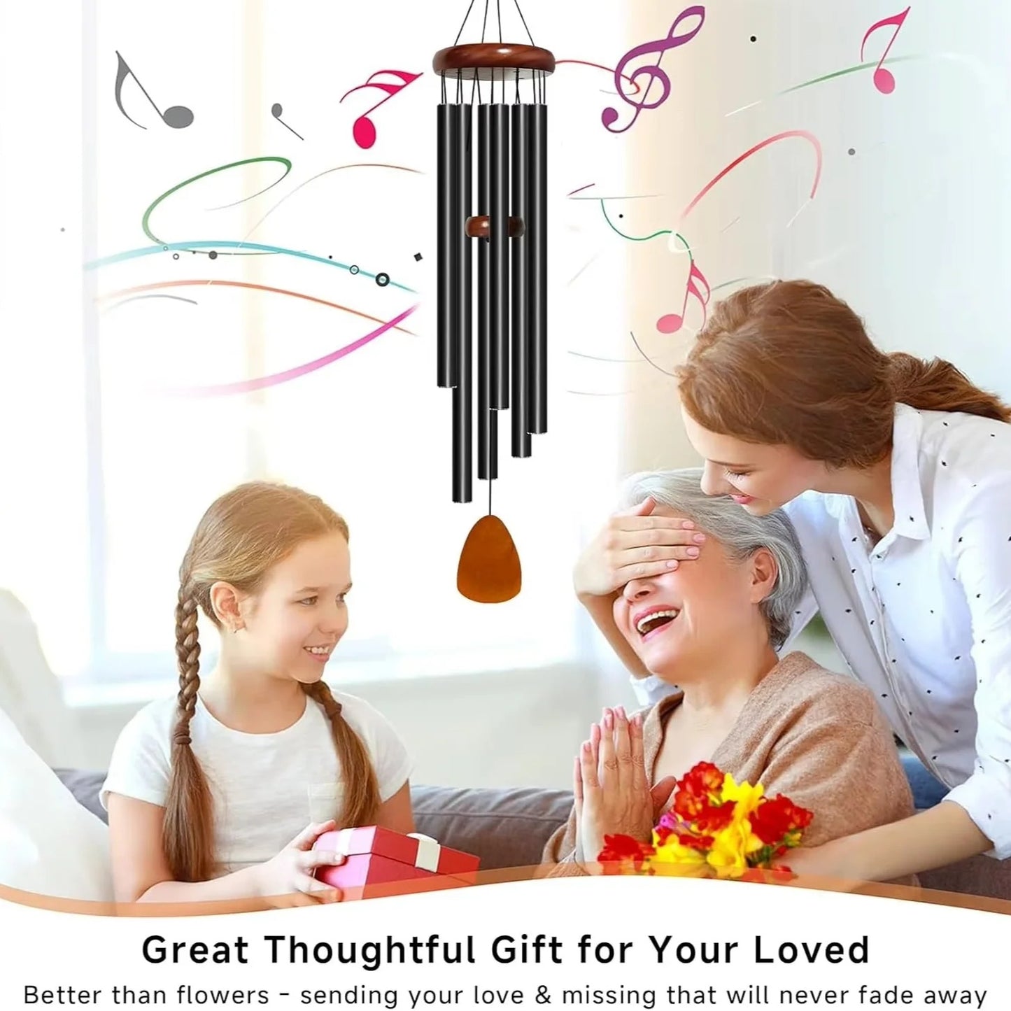 Outdoor Wind Chimes with Aluminum Tubes and Wooden Accents