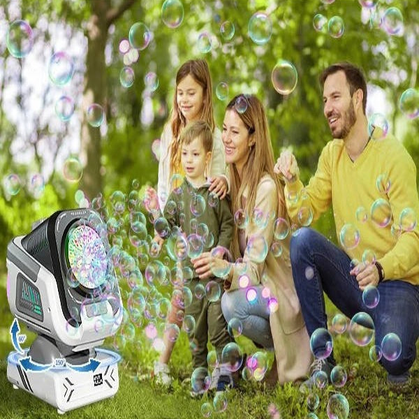 Bubble Blower with LED Lights and Rotating Base