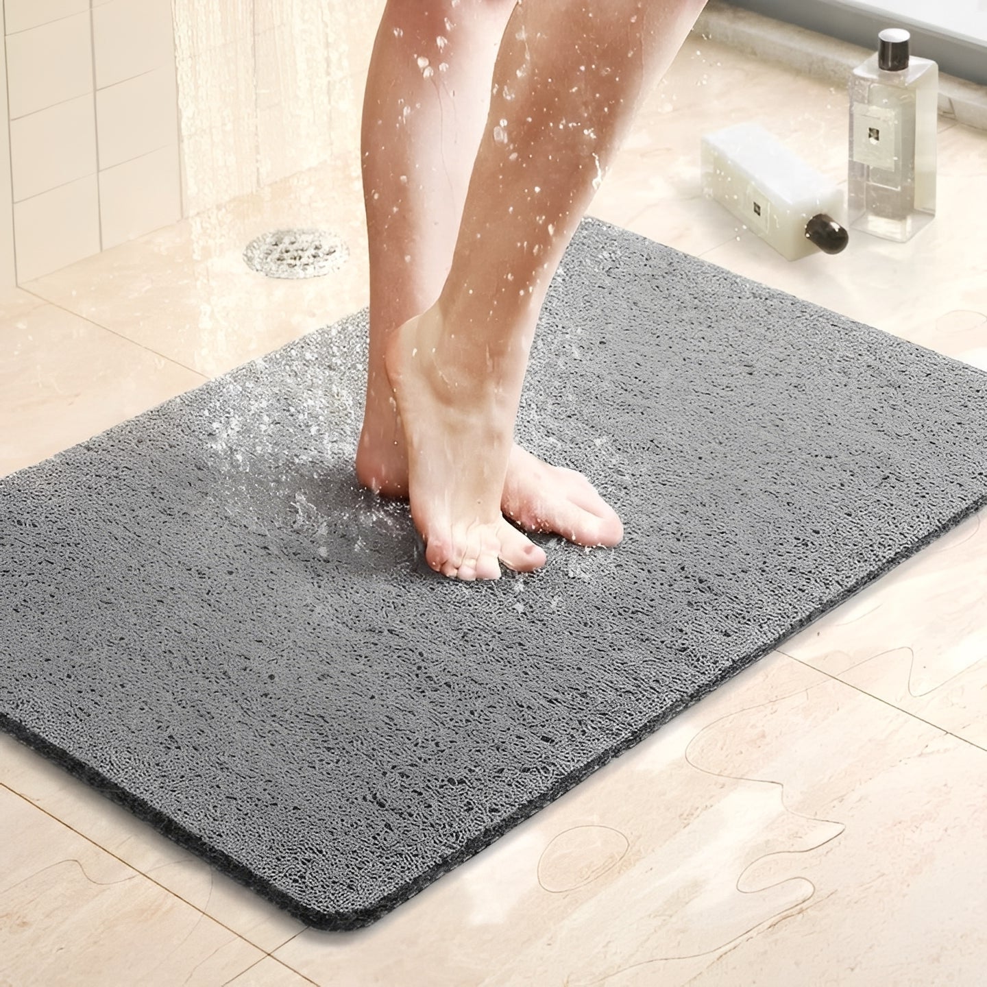 Bathroom Shower Mat with Non Slip Surface and Drainage Design