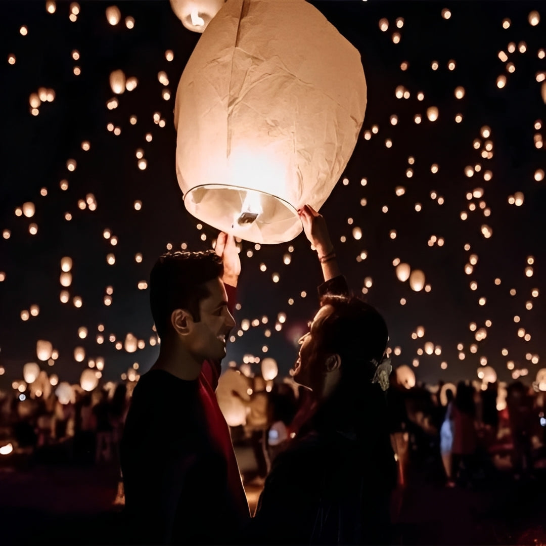Hanging Paper Lanterns with Multicolor Decorative Design