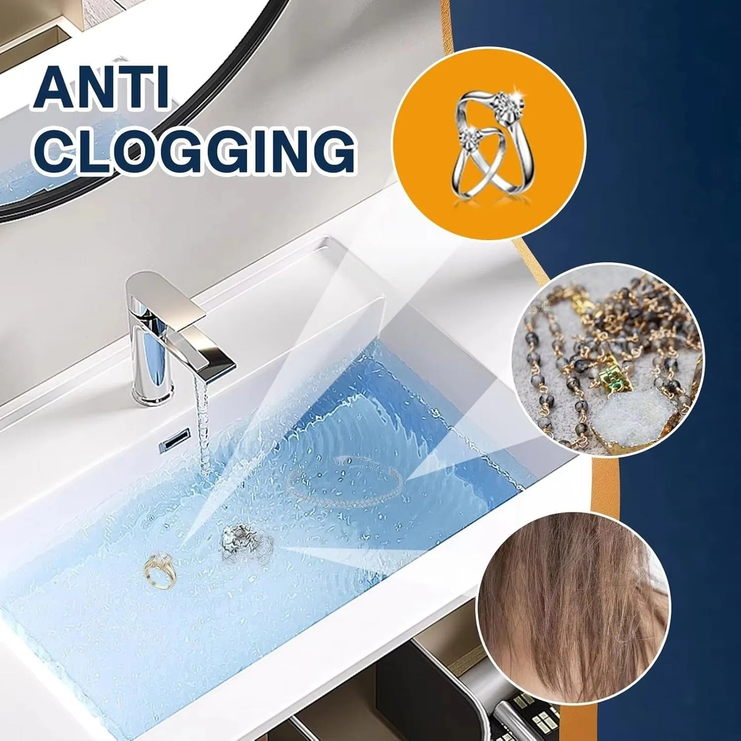 Pop Up Sink Drain Plug with Hair and Debris Catcher for Bathroom and Kitchen