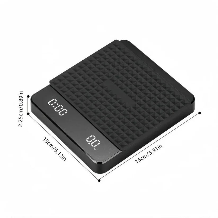 Coffee Scale with Timer and Drip Mat, 3kg Capacity with Built In Timer