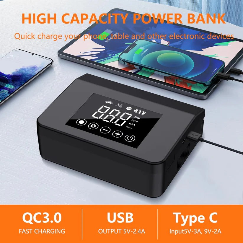 Portable Car Jump Starter with Built In Tire Air Compressor and Digital Screen