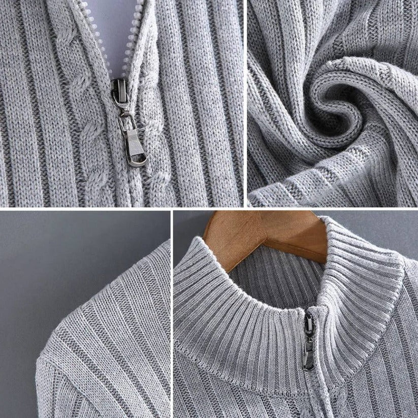 Men's Zip Up Knitted Cardigan Sweater