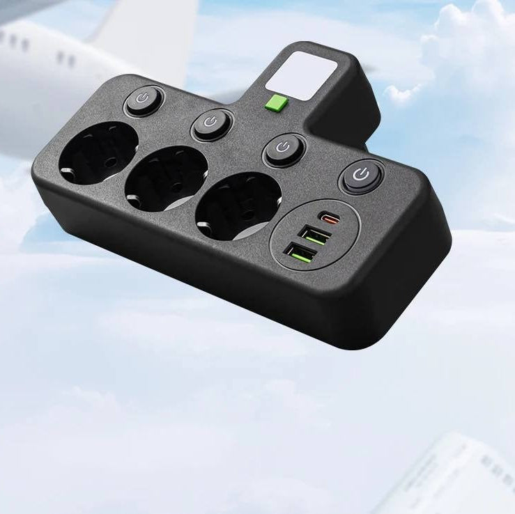 Multi-Outlet Power Strip with USB and USB-C Ports and 2500W Surge Protection Support