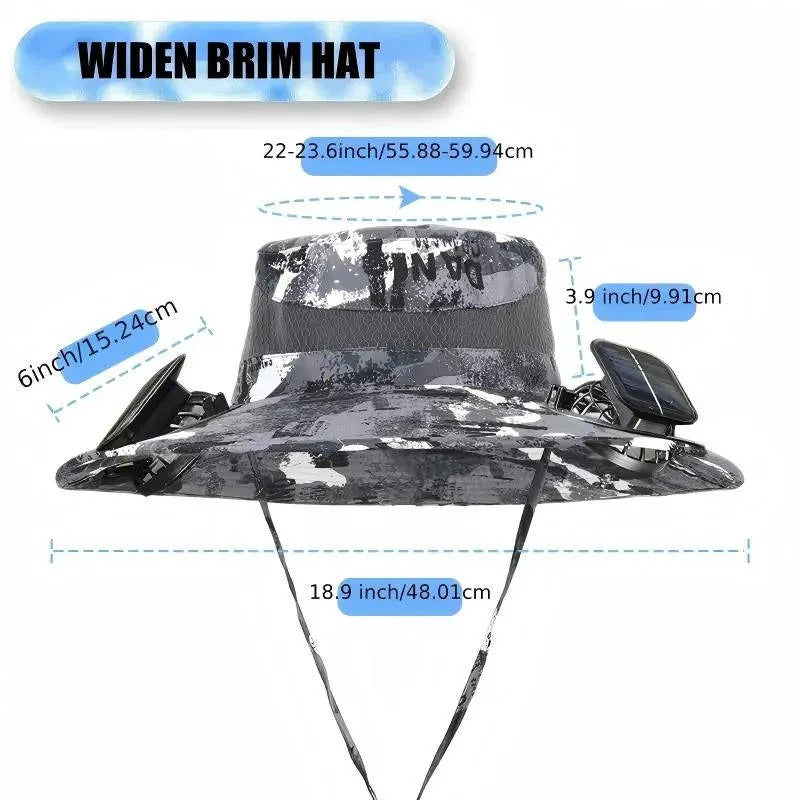 Ventilated Sun Hat with Built In Dual Solar Fans for Men and Women Outdoor Use