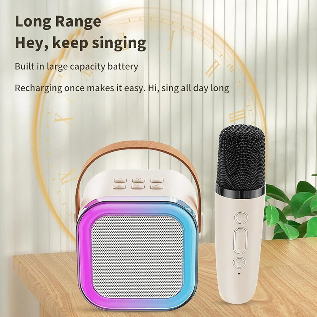 Wireless Karaoke Speaker System with Cordless Mics and Built In Rechargeable Battery