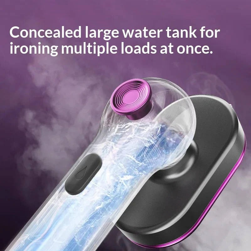 Portable Garment Steamer with Rotating Handle and Visible Water Tank