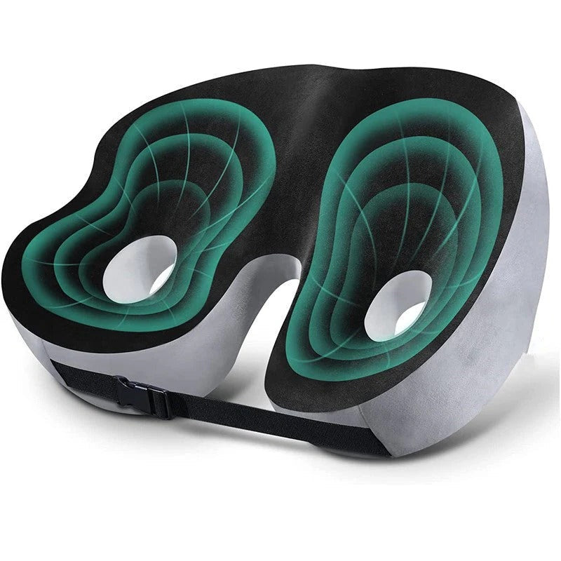 Ergonomic Seat Cushion with Adjustable Straps and Non Slip Bottom for Office Chairs and Car Seats