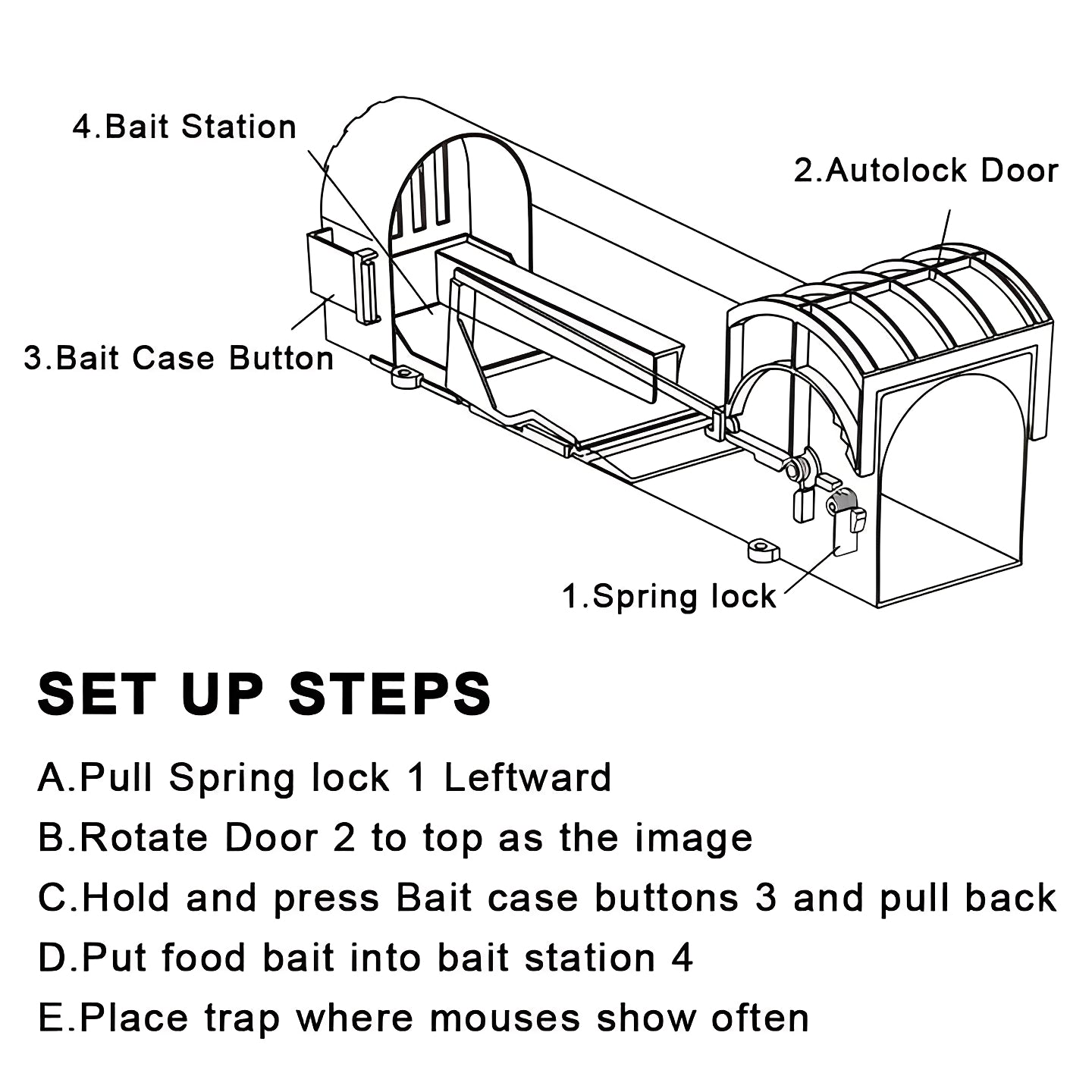 Reusable Mouse Catch Trap with Self Locking Door