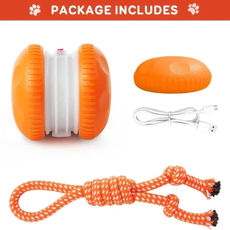 Automatic Rolling Ball Toy for Dogs with Rope, 2 Piece Set