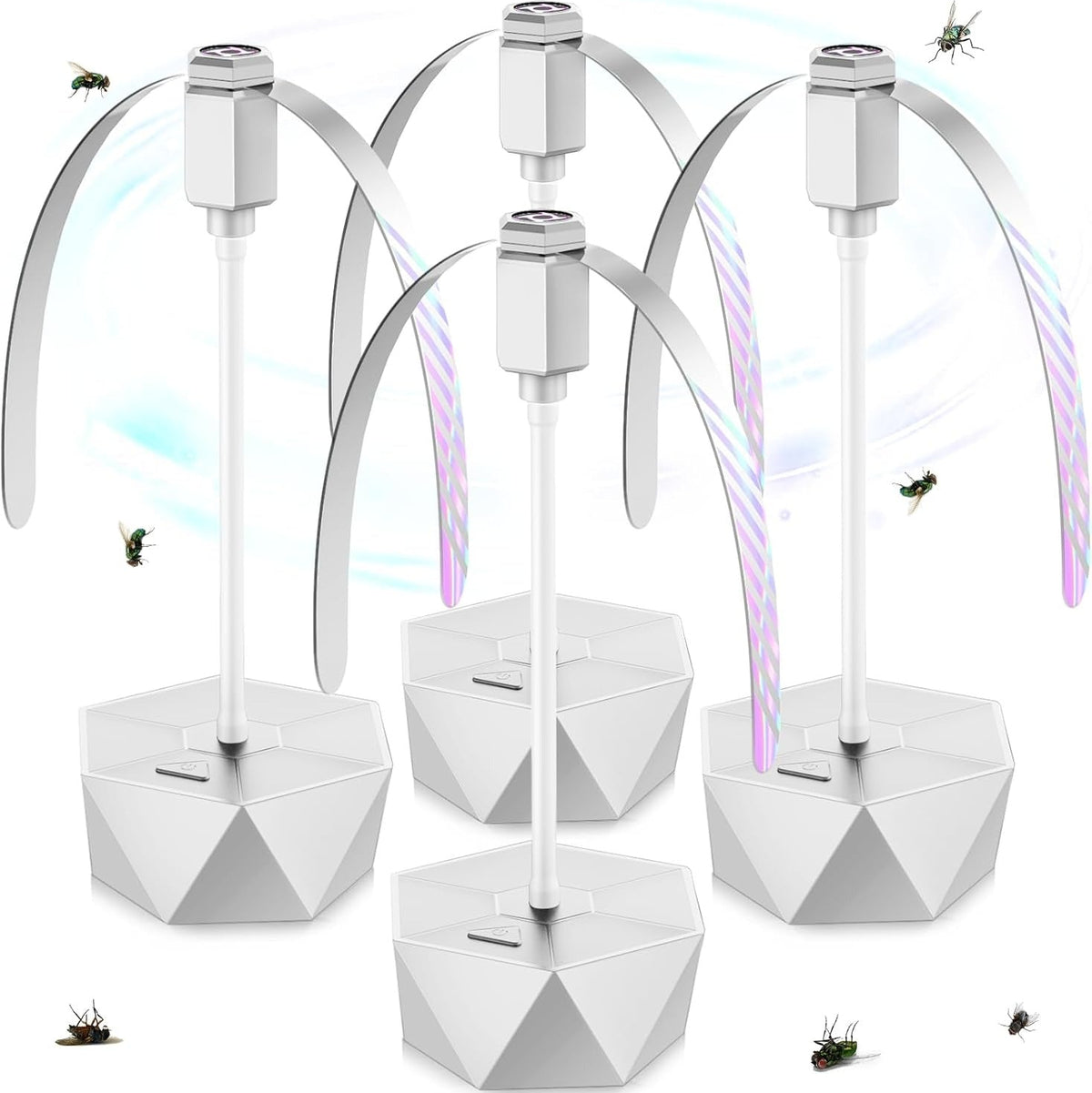 Portable Fly Repellent Table Fans with Hanging Hook and Adjustable Neck, Set of 4