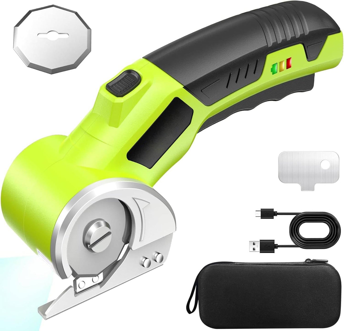 Electric Scissors with Work Light and Rechargeable Battery for Fabric and Cardboard