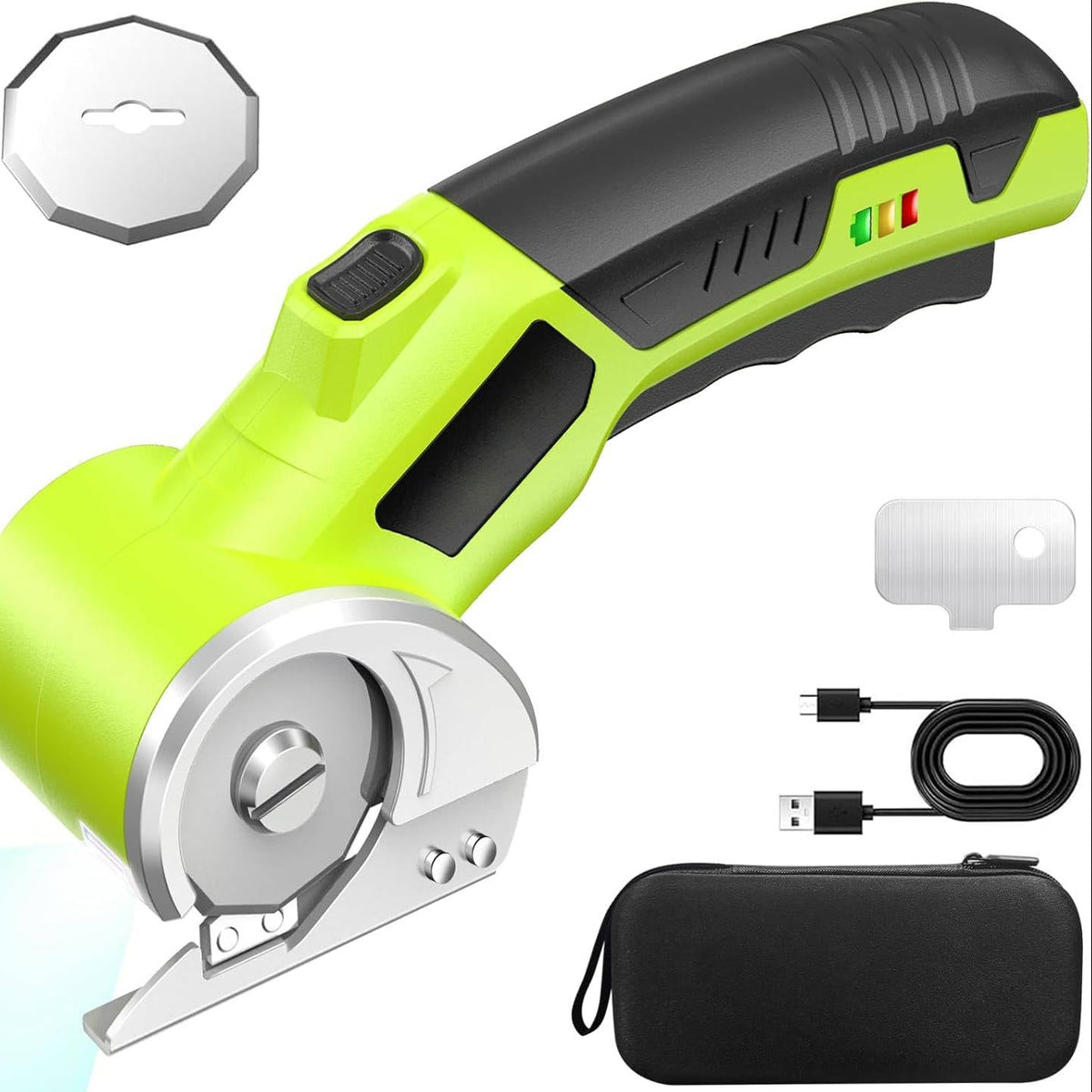 Electric Scissors with Work Light and Rechargeable Battery for Fabric and Cardboard