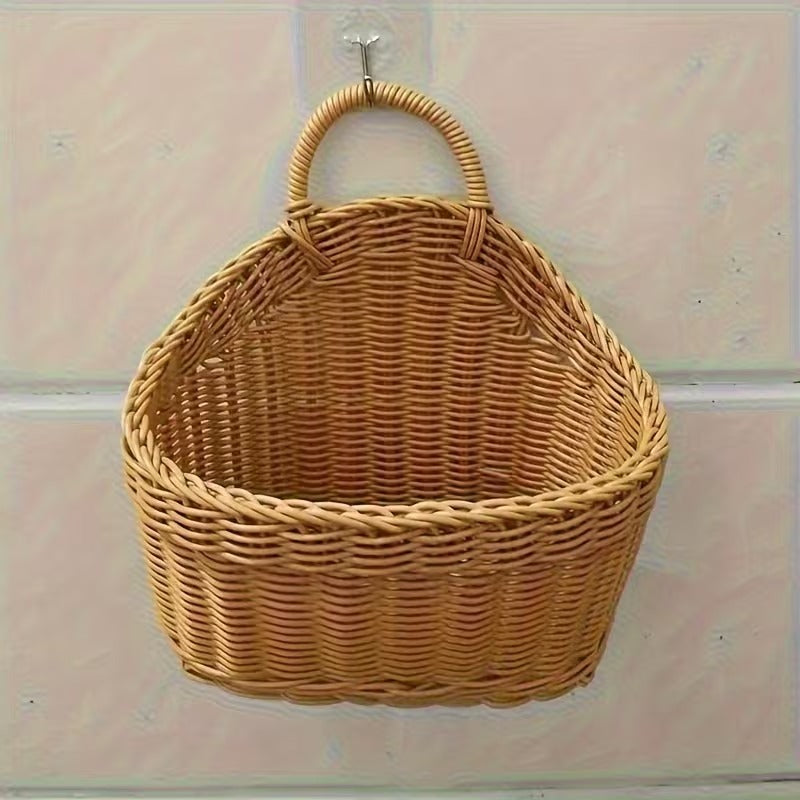 Woven Kitchen Storage Basket with Handle for Display and Organization