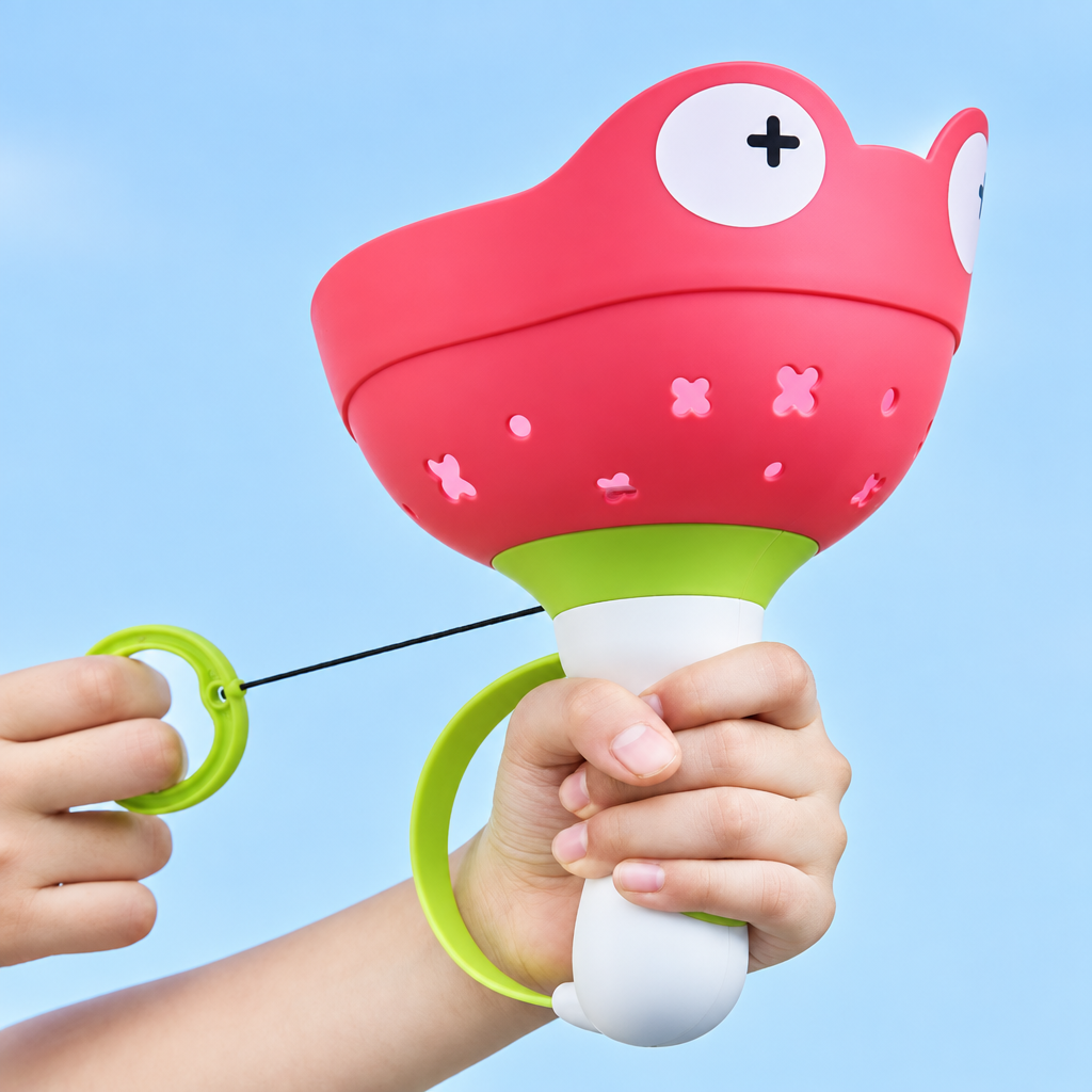 Pull String Flying Propeller Toy Set with 6 Propellers and Frog Shaped Launcher