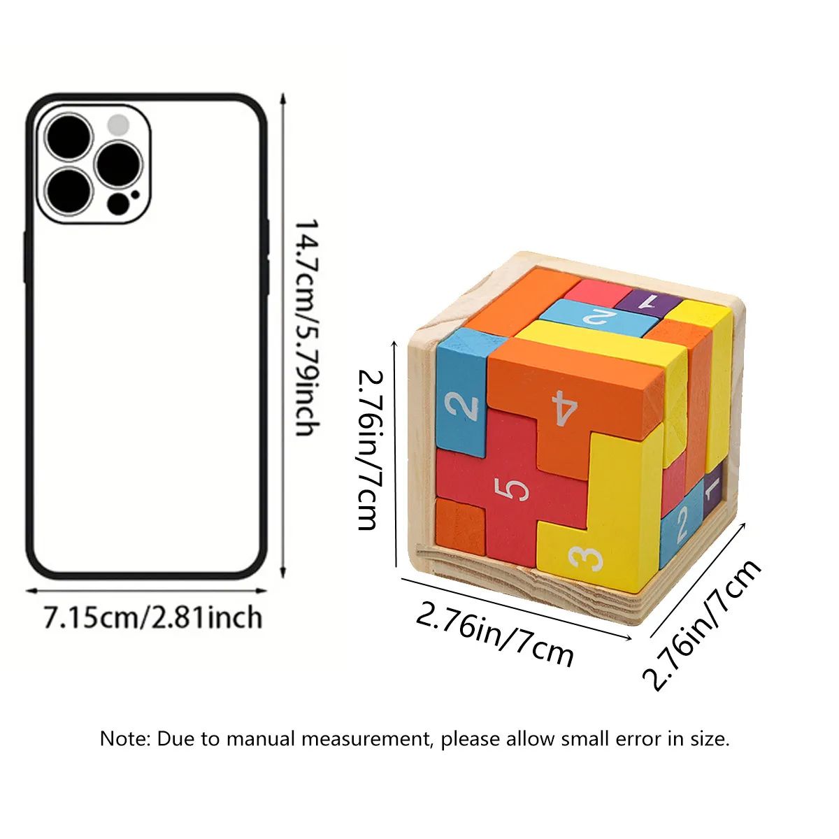 Painted Luban Lock Cube Puzzle with Interlocking Wood Bars for Desk Breaks and Bag Trips