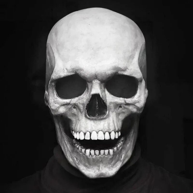 Movable Jaw Full Head Latex Skull Mask for Halloween