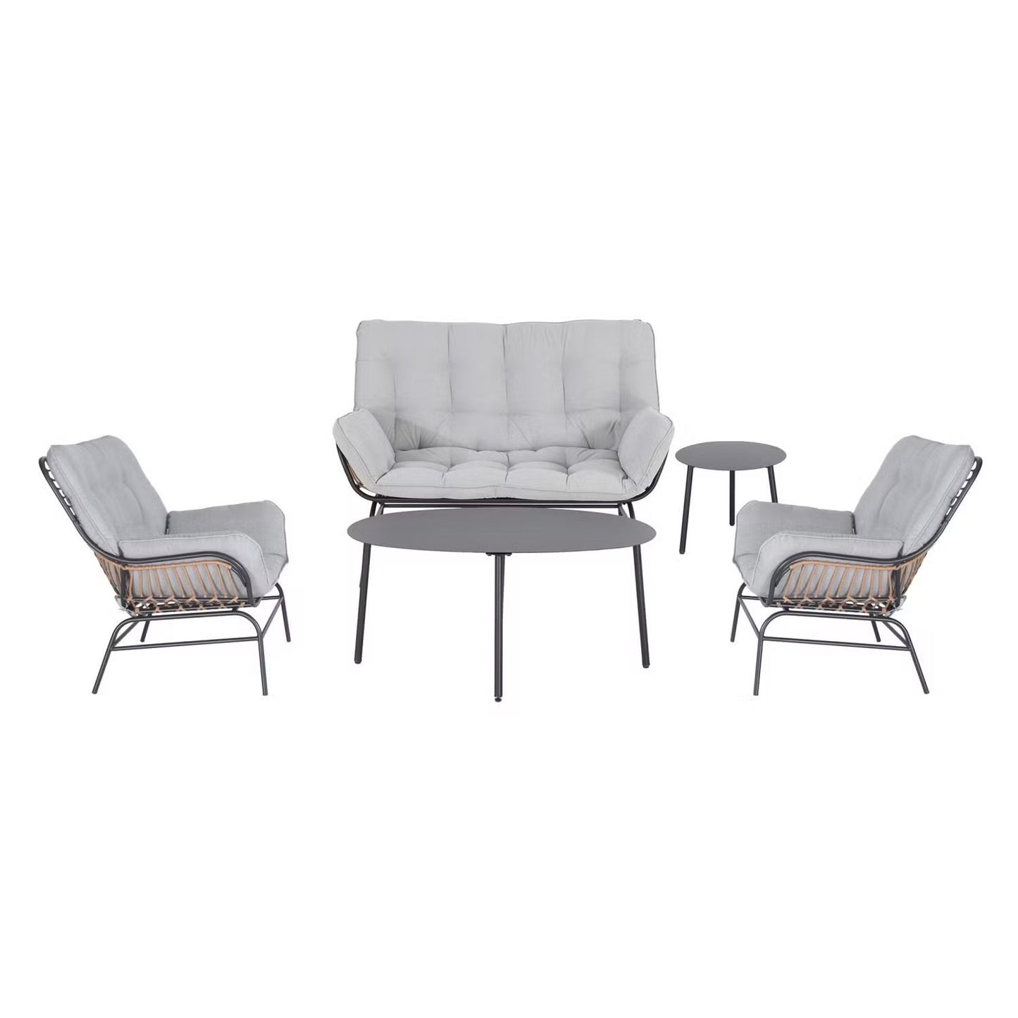 Sorella 4-Seater Outdoor Sofa Set in Gray with Coffee Table & End Table