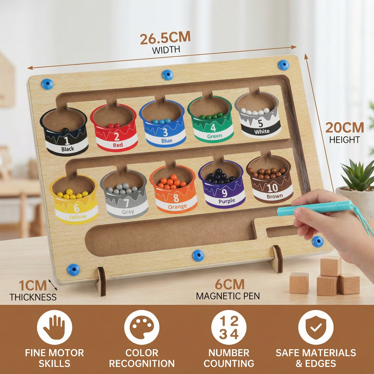 Montessori Magnetic Maze with Colorful Beads for Fine Motor Skills