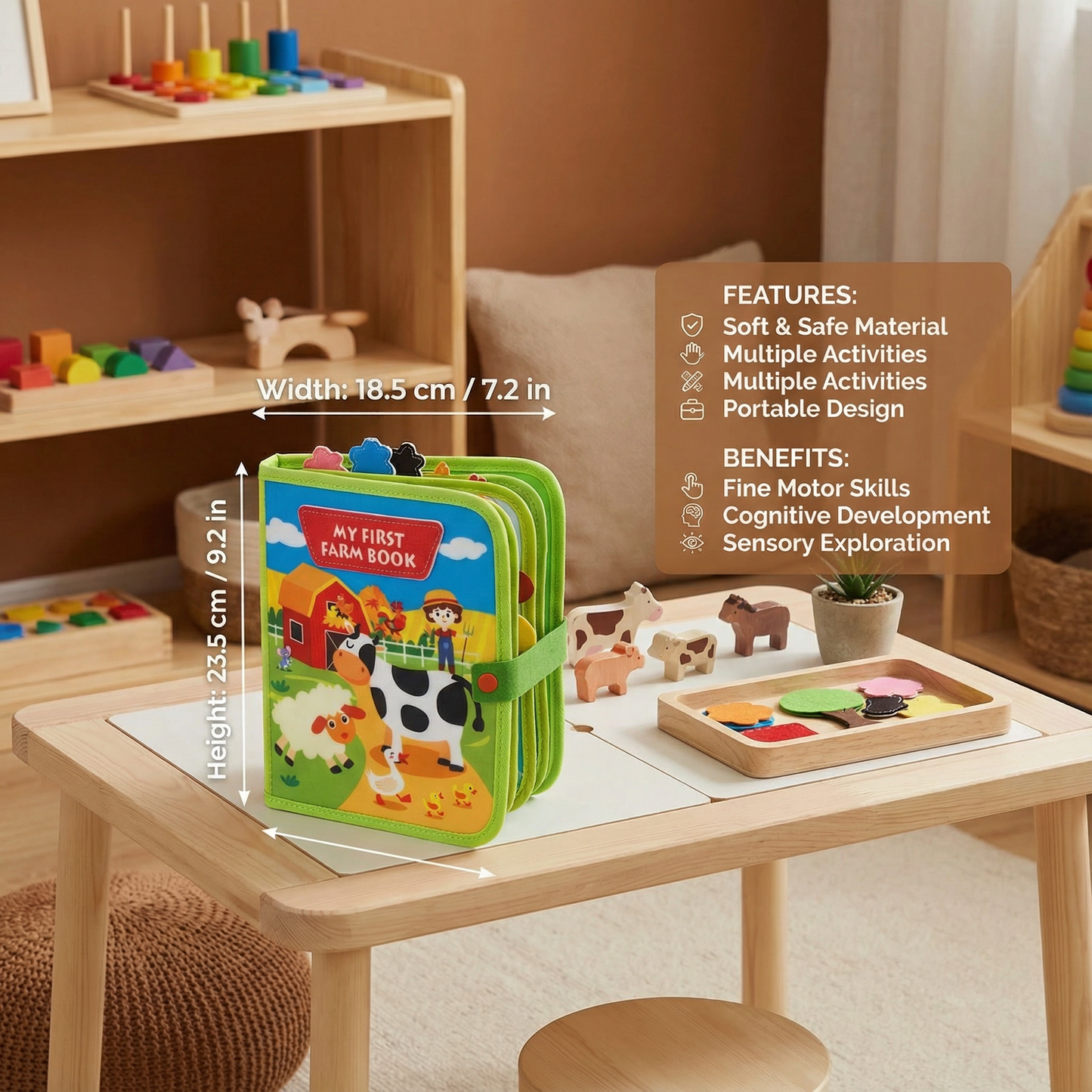 Farm Animals Story Board Book for Toddlers with Colorful Illustrations and Repetitive Learning