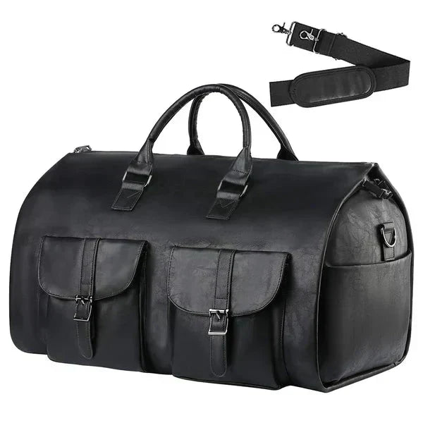 Suit Carrier Travel Bag with Separate Footwear Pocket, Folds into Weekender