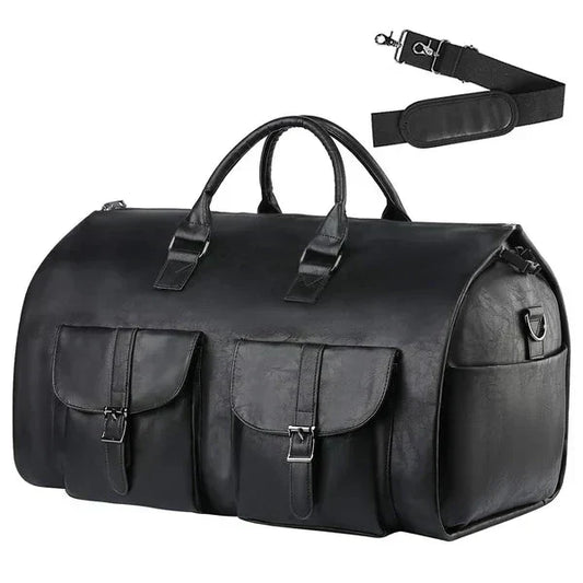 Suit Carrier Travel Bag with Separate Footwear Pocket, Folds into Weekender