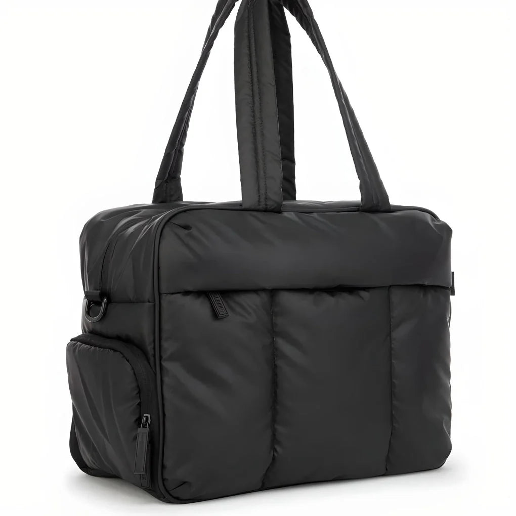 Padded Quilted Weekender Bag with Two Carry Straps and Zip Closure