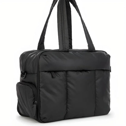 Padded Quilted Weekender Bag with Two Carry Straps and Zip Closure