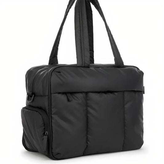 Padded Quilted Weekender Bag with Two Carry Straps and Zip Closure