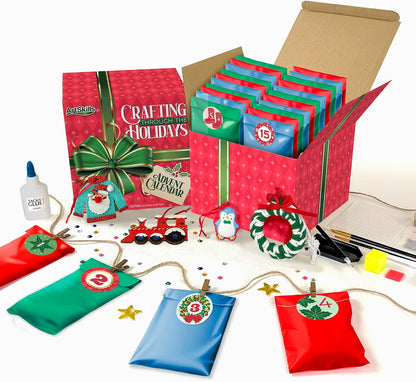 Twenty Five Day Christmas Craft Kit with Diamond Art, Paint by Number and Hangable Ornament Projects