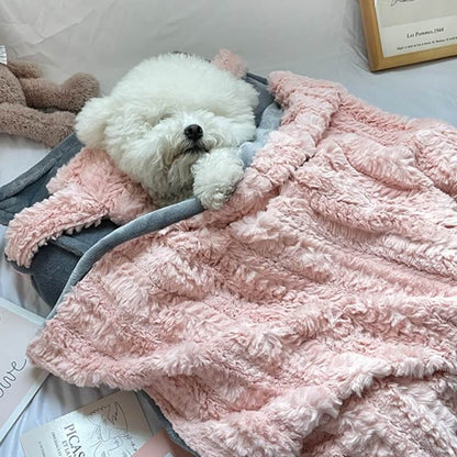 Fluffy Dog and Cat Cushion Bed with Detachable Cover and Bonus Pillow