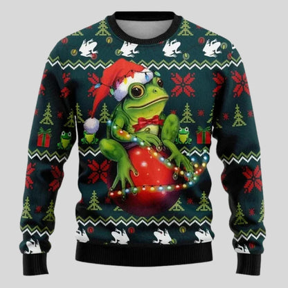 Mens Christmas Knit Pullover Jumper with Loose Cut and Round Neckline