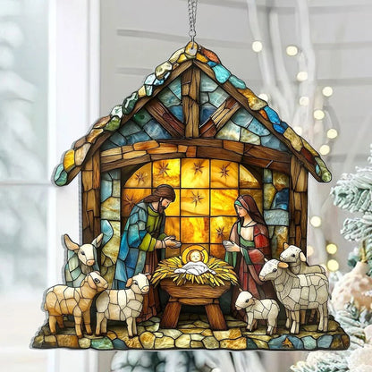 Four Inch Nativity Silhouette Window Hanging for Holiday Windows and Shelves
