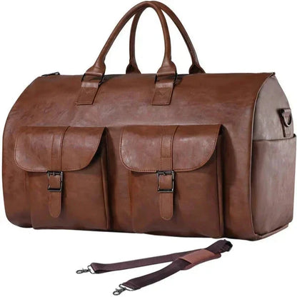 Suit Carrier Travel Bag with Separate Footwear Pocket, Folds into Weekender