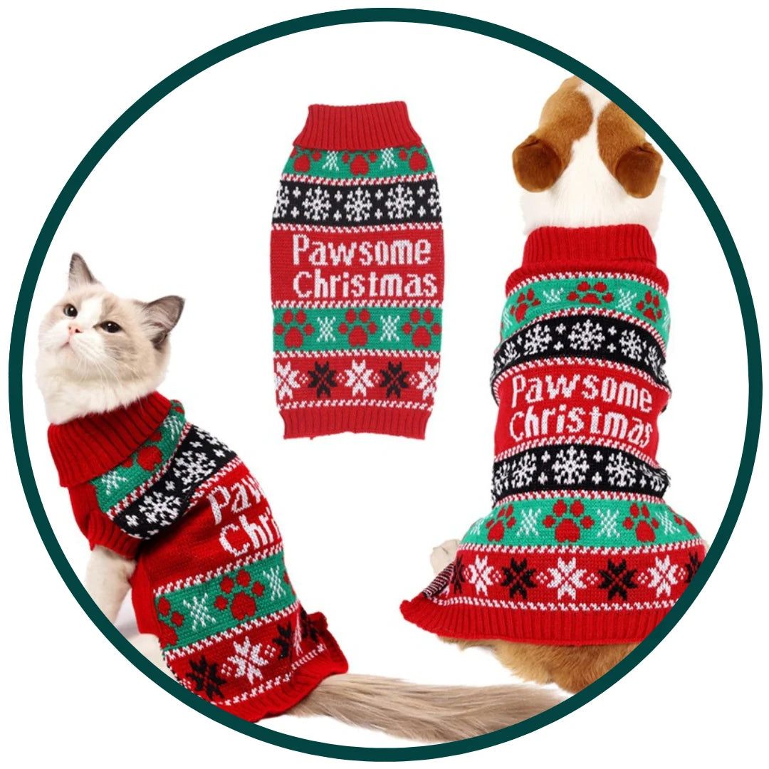 Knitted Christmas Jumper for Dogs and Cats with Snowman Design, Available in 5 Sizes